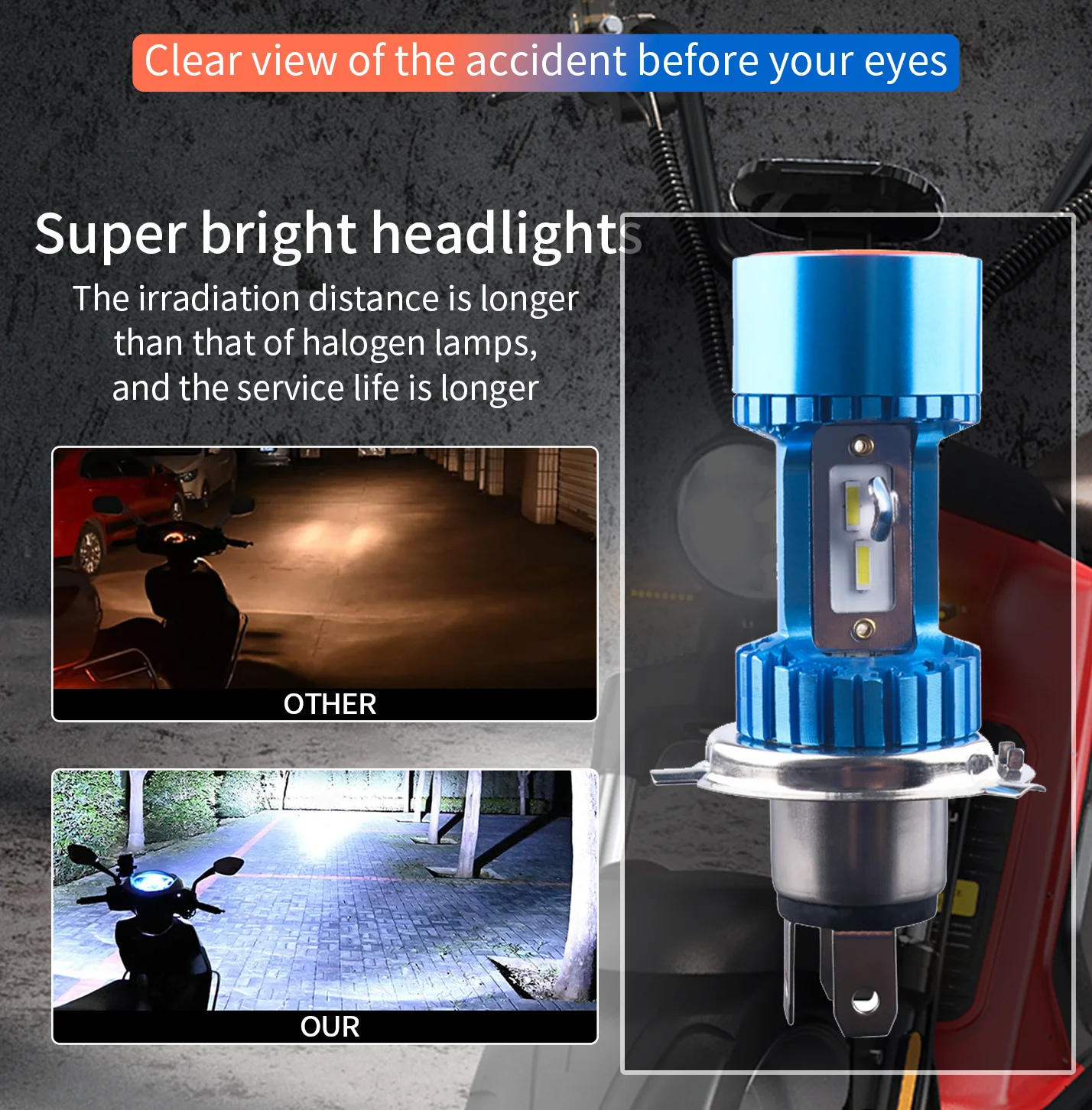 

LED Motorcycle Headlight Bulb H4 HS1 H6 red Color Angel Eye Daytime Running Ligh 12V Hi/Lo Beam 6000K White 30W 4800LM Head Lamp