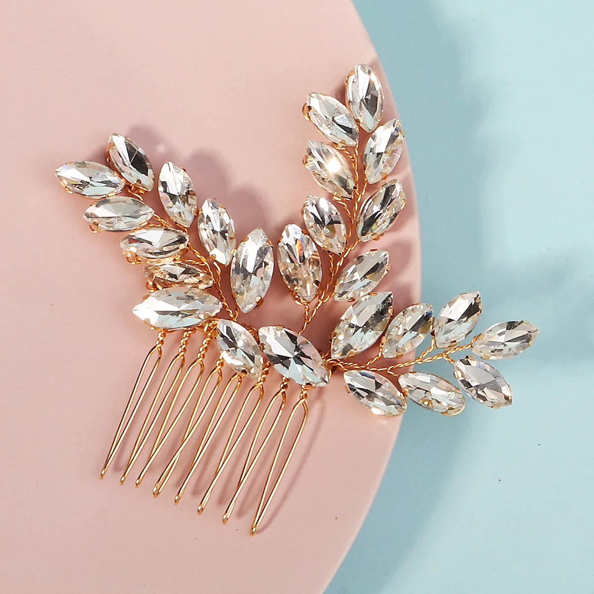 Neueste Gold handgemachte Perle Blume Haarkamm schöne Strass Haarspange Braut Kopfschmuck Hochzeit Zubehör – Detail 24