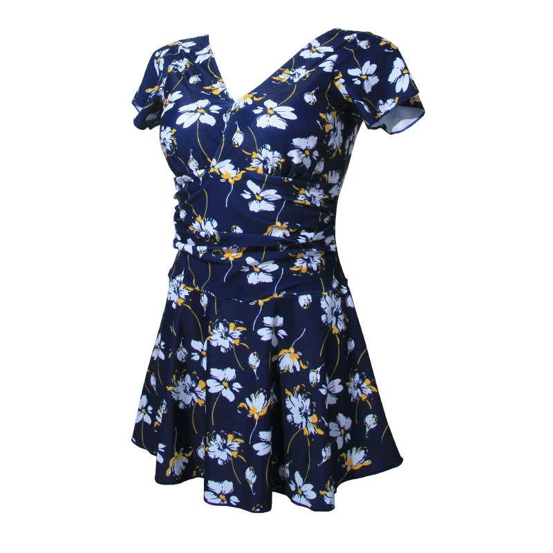 

Купальник LERVANLA 2-в-1 для женщин после мастэктомии, с V-образным вырезом, коротким рукавом, драпировкой, для скрытия послеоперационных рубцов на груди