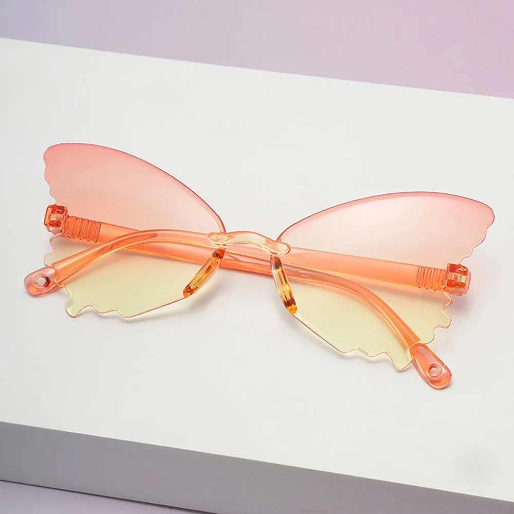 نظارات شمسية للأطفال مريحة بدون إطار على شكل فراشة نظارات شمسية Uv400 ظلال نظارات شمسية عصرية لامعة لركوب الدراجات والصيد في الهواء الطلق #2