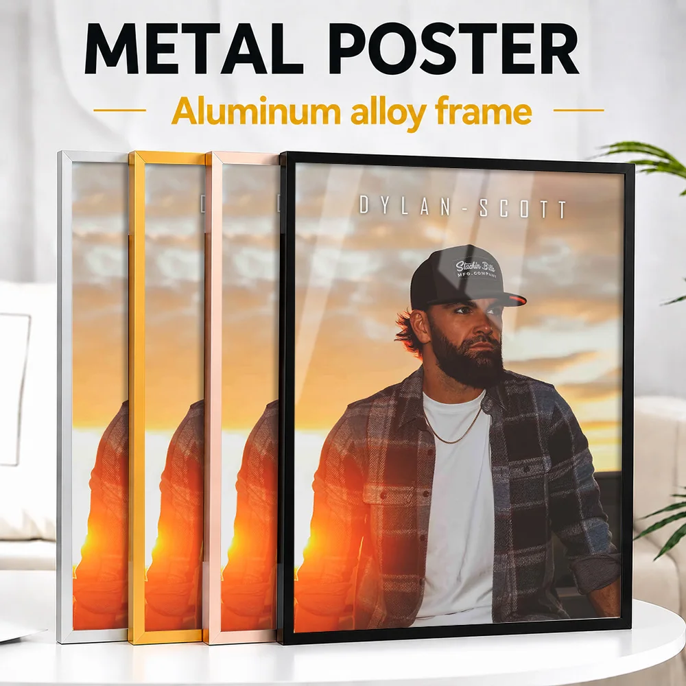 Dylan Scott At Sunset Framed Metal Poster Personalized Recording Tribute Wall Art For Vinyl Collectors Decorating Music Room