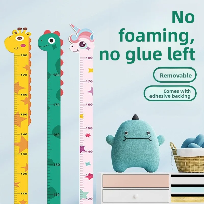 

Children Growth Height Ruler Sticker To Measure And Record Kids Height With Unicorn Dinosaur Giraffe Cartoon Nursery Decor
