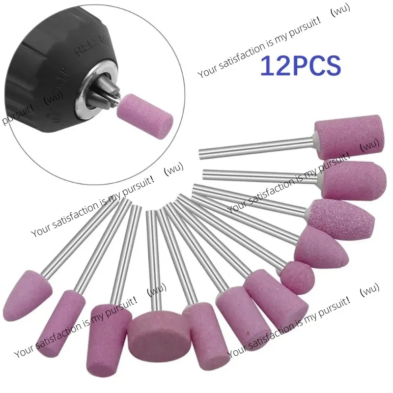 12-Pack Abrasive Mounting Stone - 2.35mm Shank Grinding Point for Dremel Tool Polishing and Nail Accessories