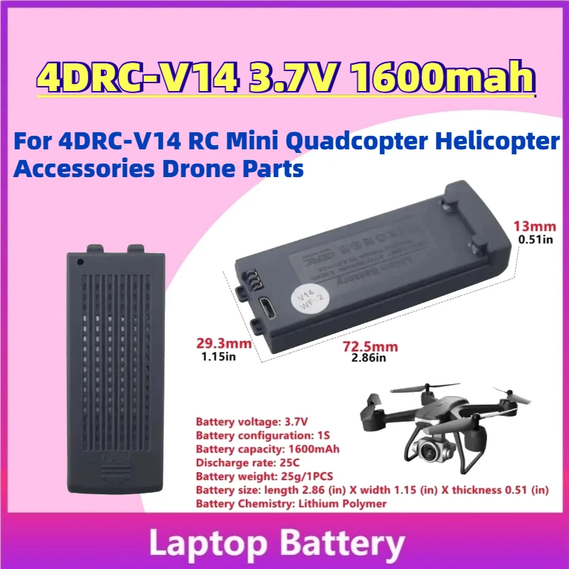 

Fast Shipping In Stock 4DRC-V14 3.7V 1600mah Li-Ion Battery for 4DRC-V14 RC Mini Quadcopter Helicopter Accessories Drone Parts