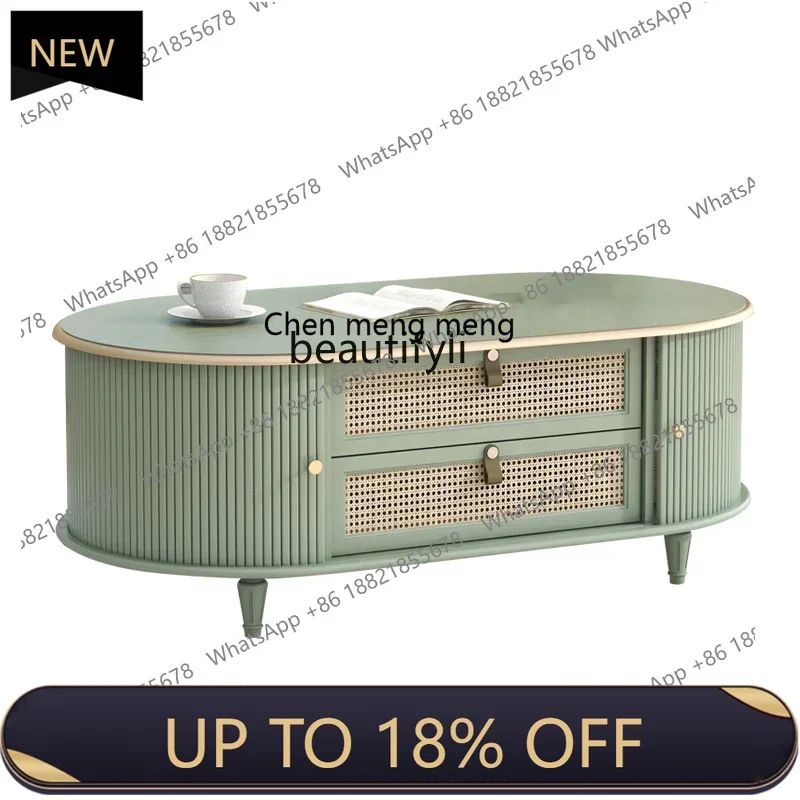 

P178 Natural Rattan Tea Table Living Room Oval Tea Table Japanese Simple Rolling Door Low Table B & B Inn Furniture furniture