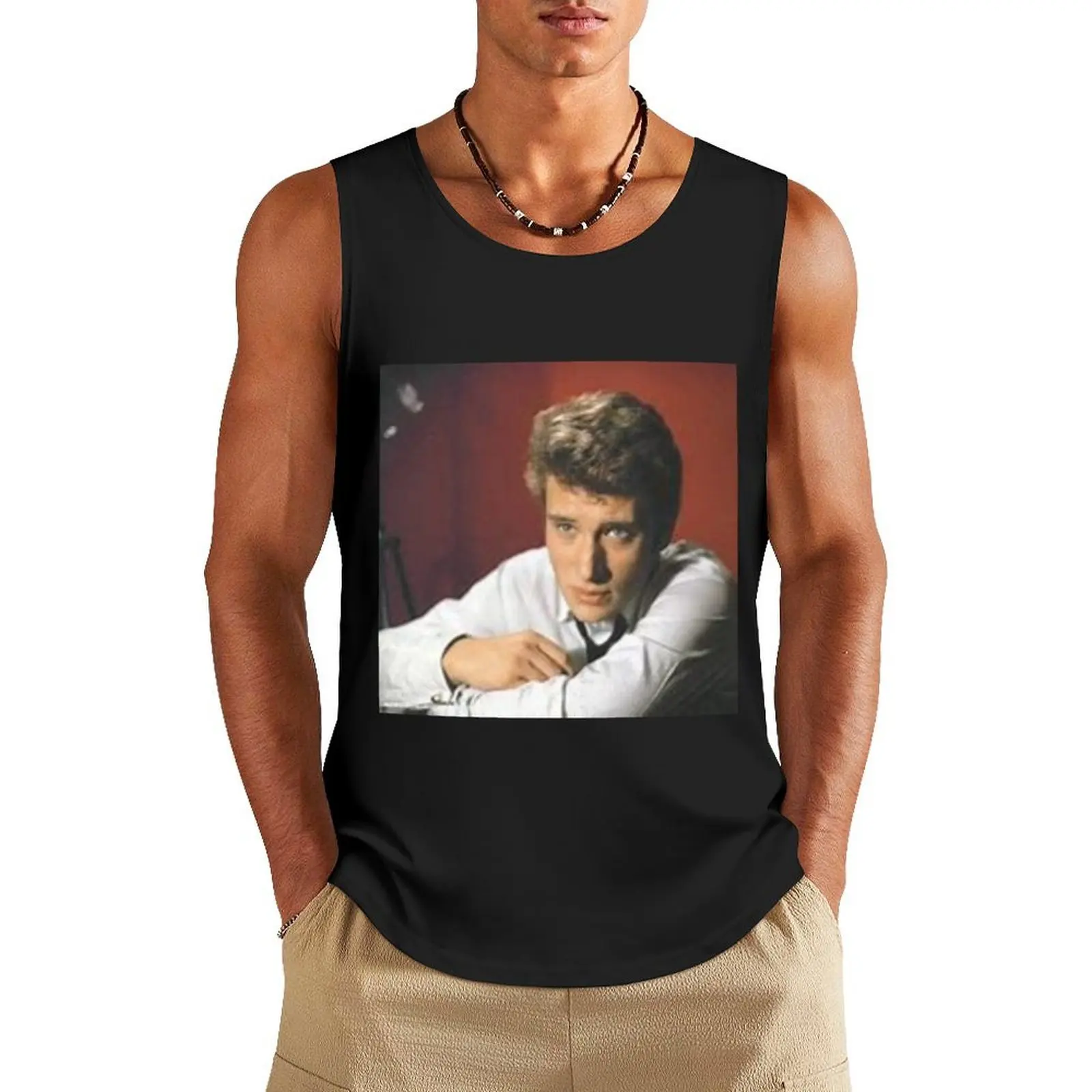 

Johnny Hallyday Tank Top Sleeveless men t-shirts for men Men's gym clothing