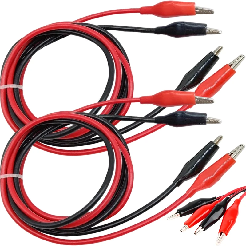 10/1Set Dual Alligator Clip Wire 2 Color Electrical Jumper Power Test Cables Crocodile Clips Adapter for Precise Circuit Testing