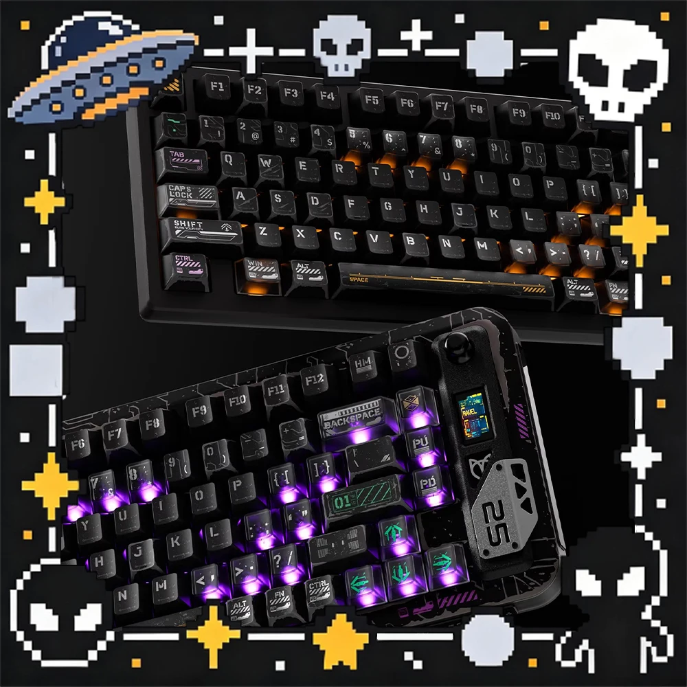 PIIFOX Cyber Ruins PC Keycaps Fog Permeable Keycap Cherry Profile Sublimation Keyboard Keycaps Customized PC Accessories Gifts