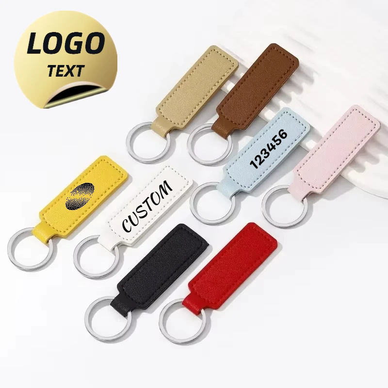 

Custom LOGO Keychain Blank PU Leather Holder Buckle Laser Engrave Car Keyring Pendant Personalized Key Chains for Men and Women