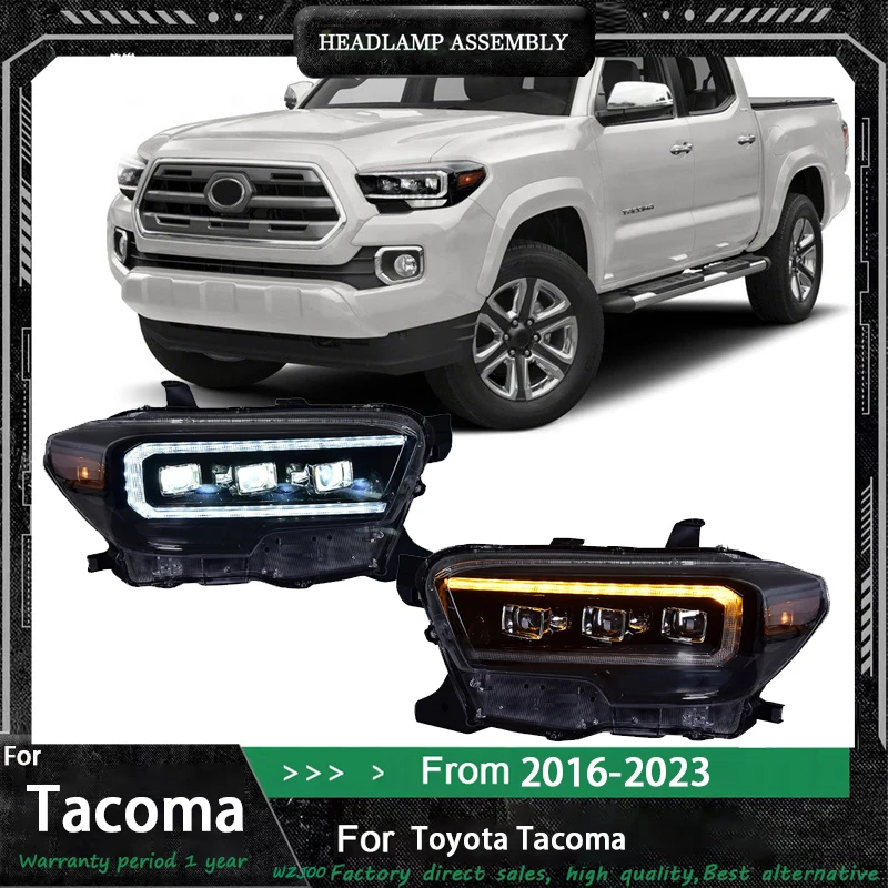

Автомобильные светодиодные фары в сборе для Toyota TACOMA 2015-2023, автоматические противотуманные фары DRL, стоп-сигнал поворота, лампа Plug and Play