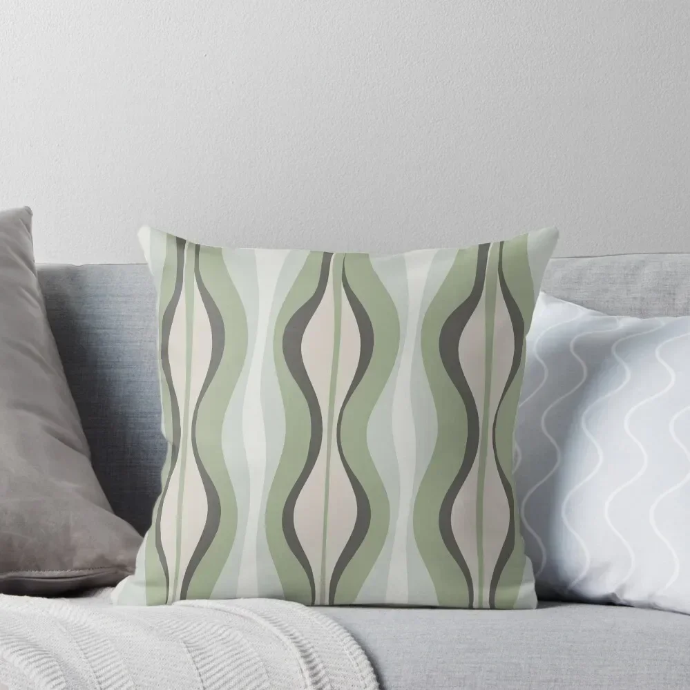 

Midcentury Modern Hourglass Abstract Pattern in Sage Green, Grey, and Beige Throw Pillow Cushions Cover pillow