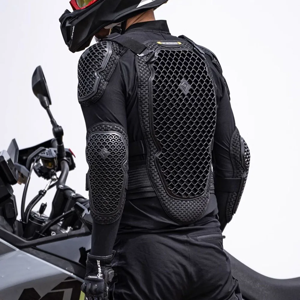 Chaquetas de motocicleta negras para hombre, equipo de protección de armadura de cuerpo completo, ropa de Moto de carreras, S-2XL