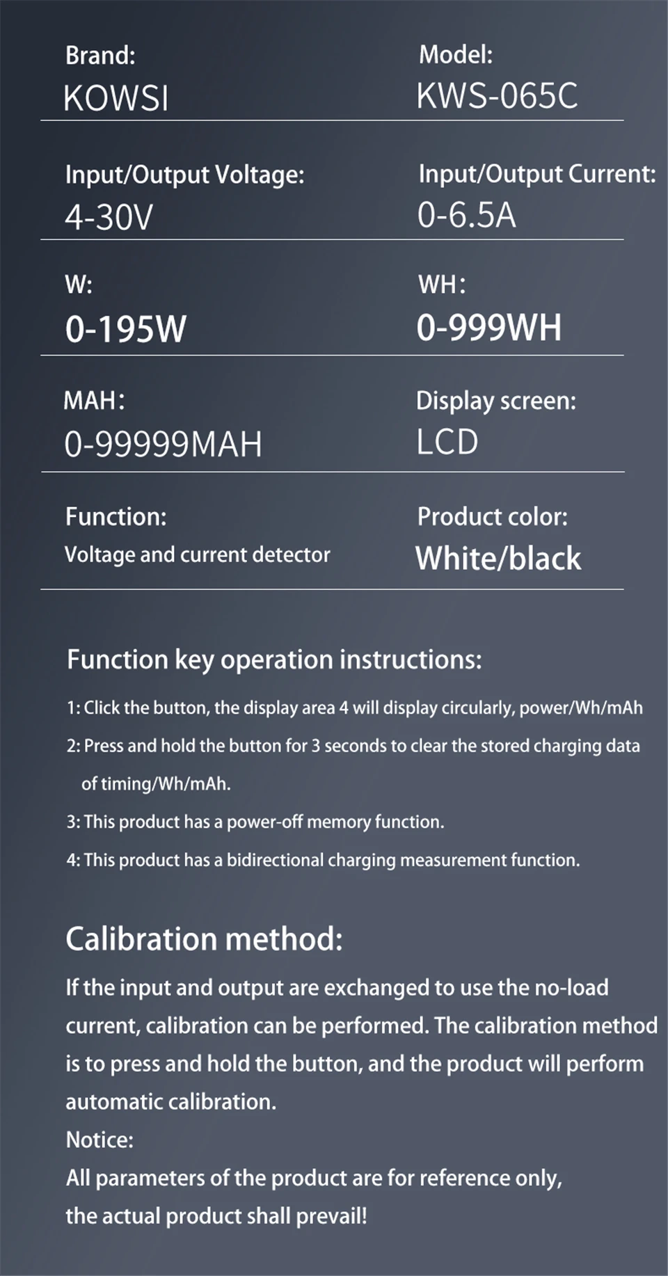 Typ-C Tester 4-30V 6,5A Spannungs- und Strommessgerät Farbbildschirm Zwei-Wege-Test Amperemeter Anzeige Powerbank-Ladegerät-Detektor – Detail 9