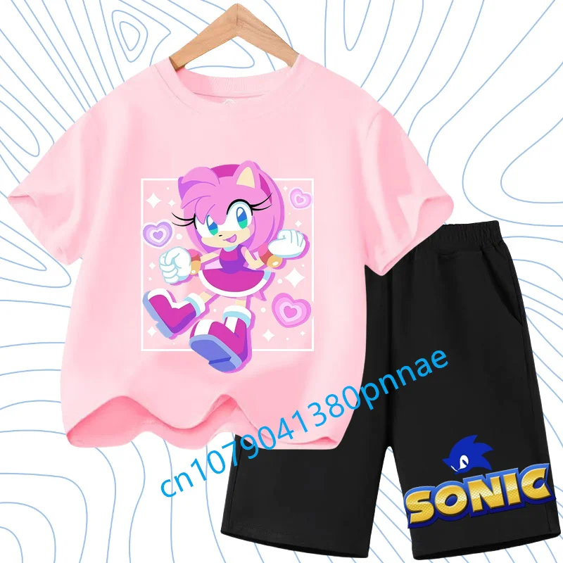 

Sportswear Soundwave T-shirt and Shorts Jersey Set 2-12 Y Boys and Girls Anime Sonic Costume Set Children's Summer Short Sleeved