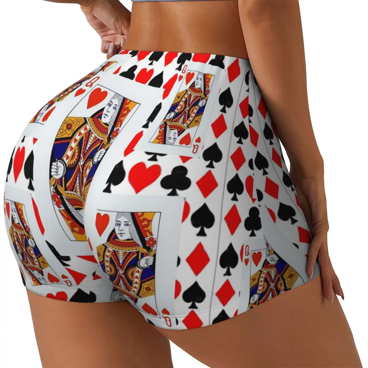 

Custom Queen Of Hearts Women Gym Workout Running Shorts Athletic Volleyball Biker Yoga Shorts