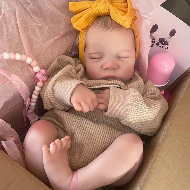 MRB 17inch Levi Reborn Baby Doll Already Painted Finished Sleeping Vinyl Newborn Baby 3D Skin Visible Veins Collectible Art Doll