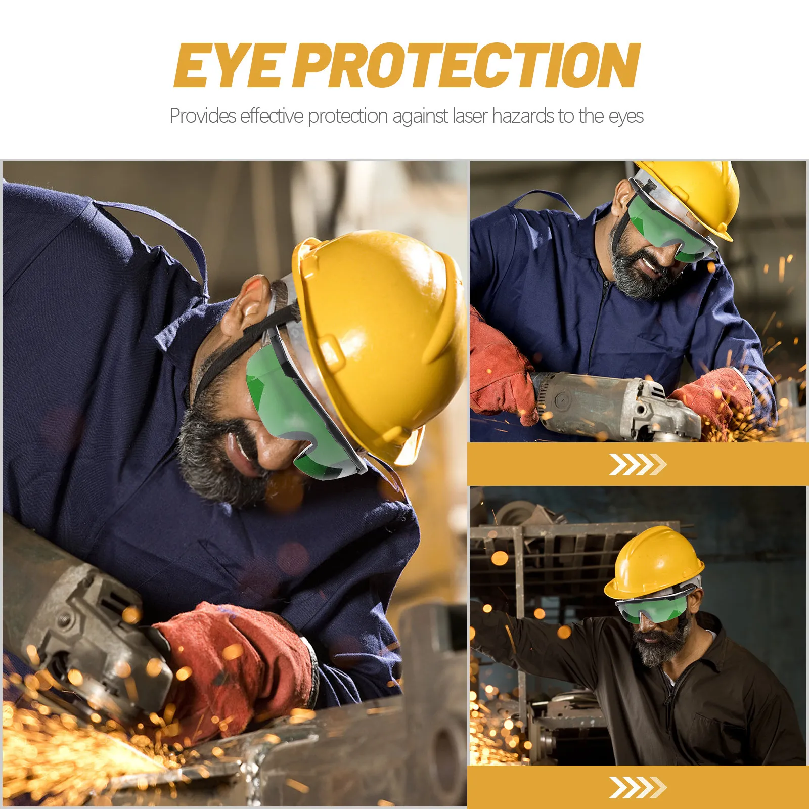 Laser Protective Welding Glasses with Black Frame, Anti-Scratch & Non-Slip Industrial Safety Goggles