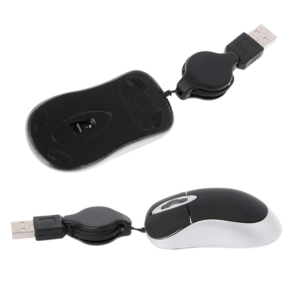 

2 шт. мини-выдвижная оптическая USB-мышь, компактная эргономичная конструкция, совместимая с USB-мыш для ноутбука