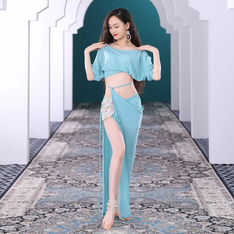 Customized New Belly Dance Set with Diamond Covered Belly Professional Performance Costumes Practice Dress Exotic Dancewear