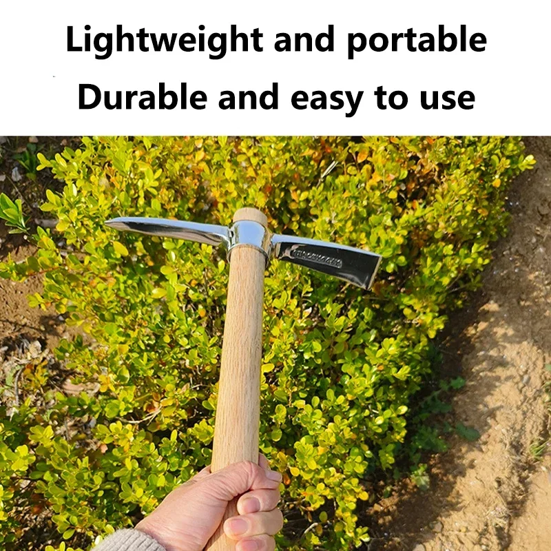 1 stainless steel handheld tool, outdoor high hardness tree root digging hoe, portable sharp ice axe, gardening