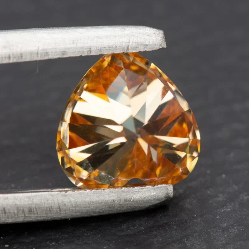 

NEW Moissanite Stone Heart Cut Champagne Color Extremely Shiny Quality DIY Advanced Charms Jewelry Making Materials Certificate