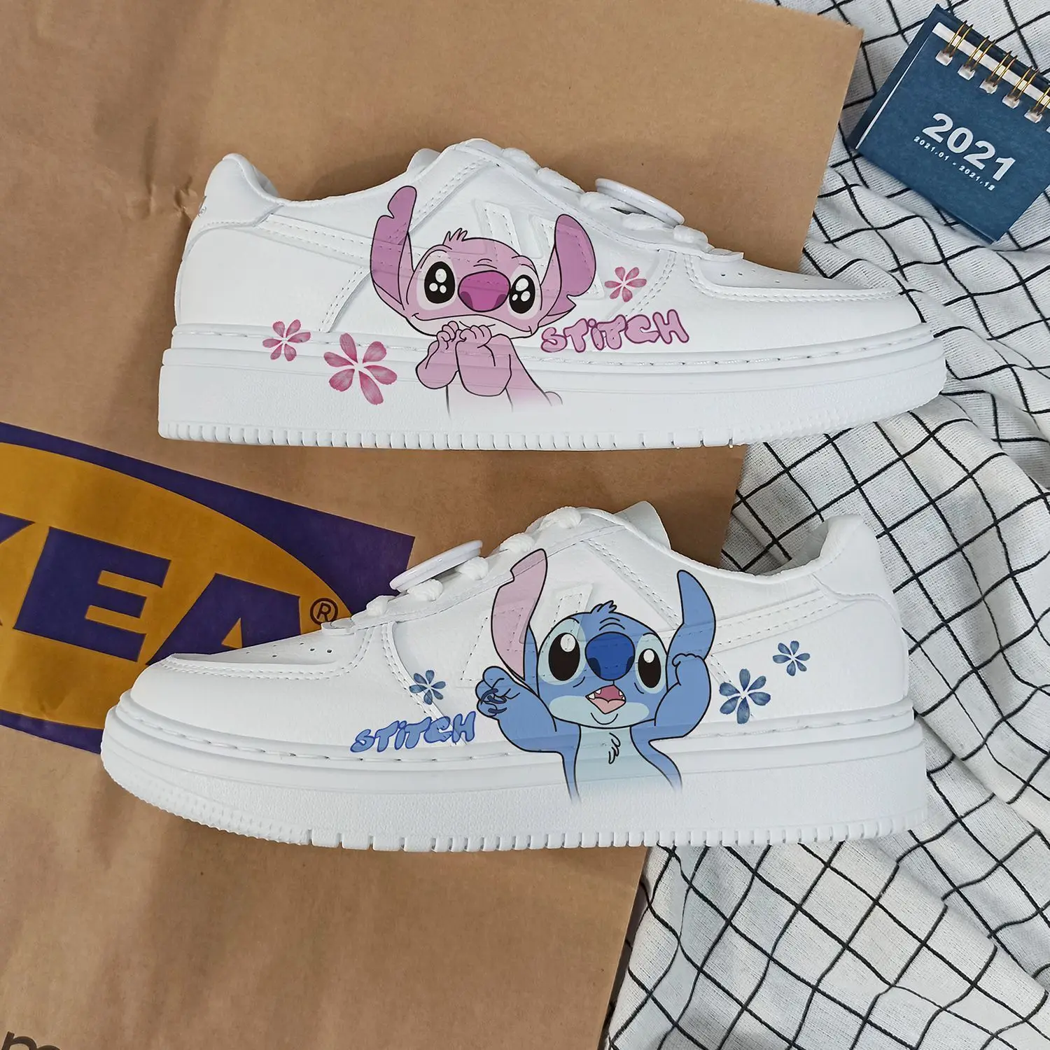 Disney Lilo & Stitch Shoes 2025 Couple Sport Shoes Mickey Print Casual Sneakers Kids Tennis Shoes Anime Stitch Basket Shoes