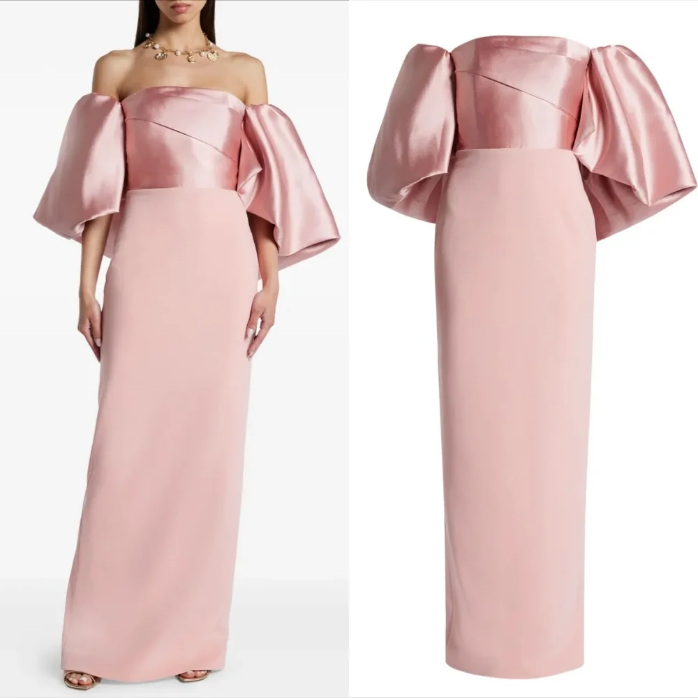 

Customized Matching Formal Jersey Pleat Straight Off-the-shoulder Long Dresses Bespoke Occasion Dresses Sizes Available Elegant