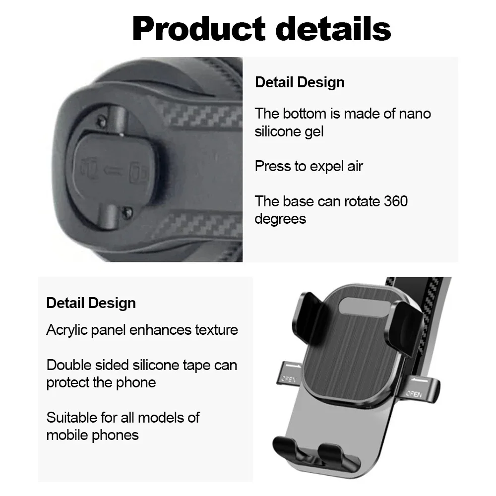 Picture 5: Universal Sucker Car Phone Holder Dashboard Mount for iPhone Android 360° Rotatable Anti-Slip Easy Install Durable Accessories