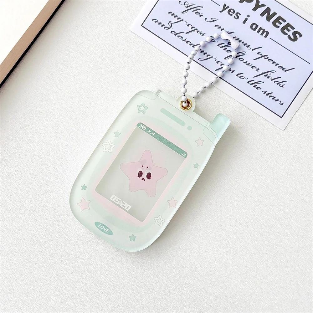 Kawaii Ins Star Acrylic Mobile Phone Shape 1 inch Photocard Holder Card Wallet Idol Photo Holder Bag Pendant School Stationery