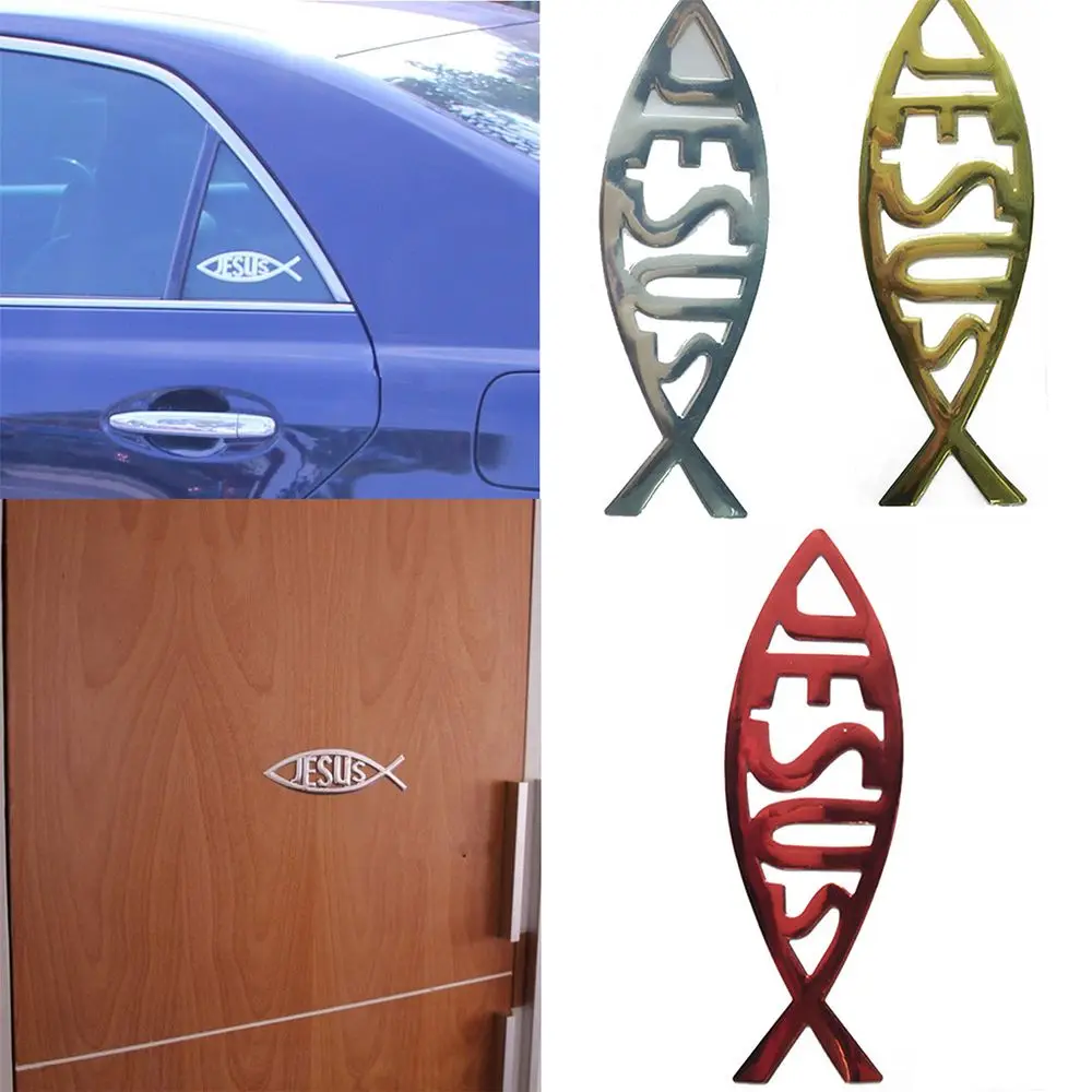 3D Emblem Badge Decoration Window Decal Vinyl Car Sticker Jesus Fish Symbol Logo