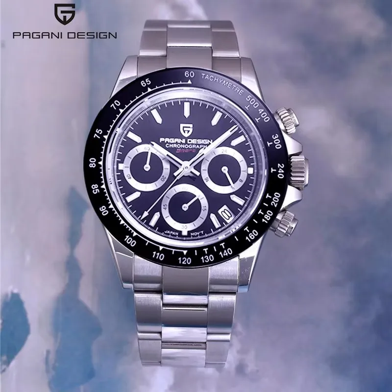 PAGANI DESIGN  PD-1644 Panda Retro Style Men Quartz Watch Sapphire Glass Stainless Steel Waterproof Chronograph Watches for men