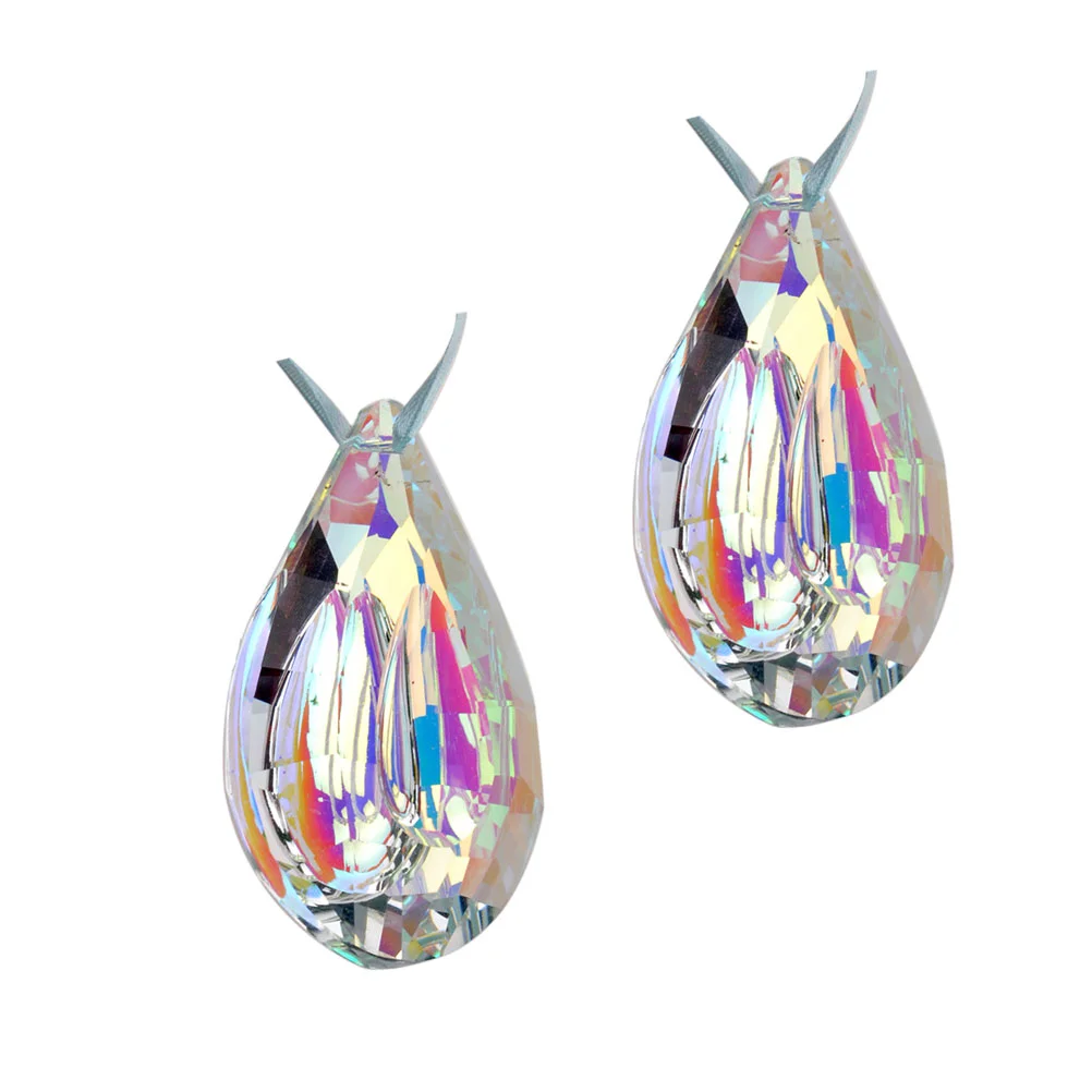 2 Pcs Water Drop Crystal Ornaments Pendant Curtain Hanging for Costume Lighting