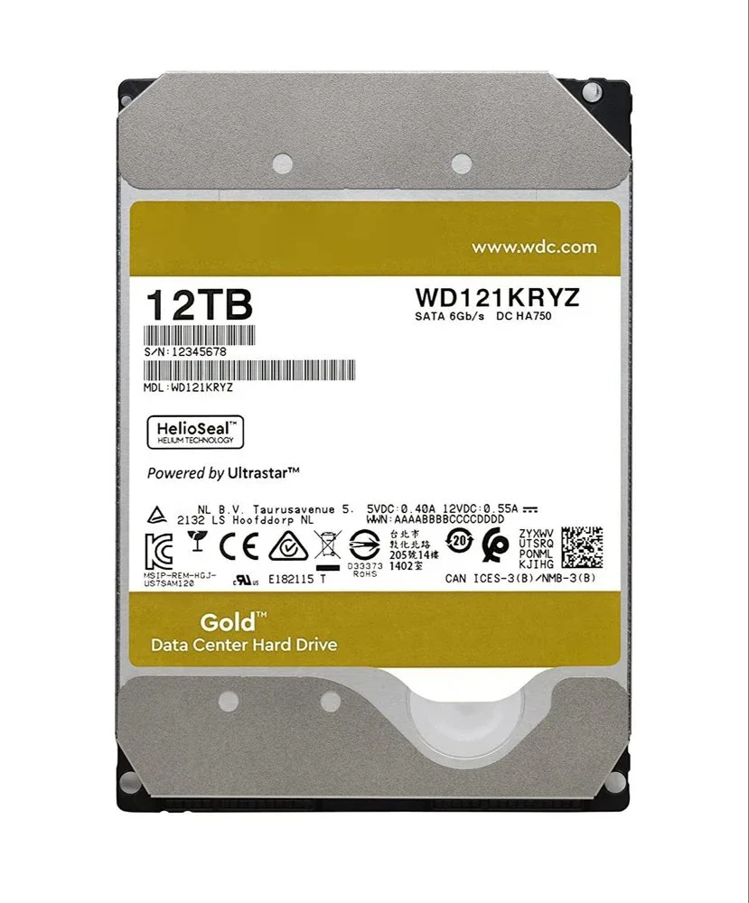 Gold WD121KRYZ 12TB 7.2K RPM SATA 6Gb/s 512e Enterprise 3.5in Server Internal Hard Drive HDD