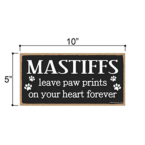 Honey Dew Gifts Mastiffs Leave Paw Prints, Wooden Pet Memorial Home Decor, Decorative Dog Bereavement Wall Sign, 