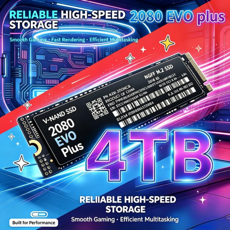 High Speed 2080 EVO Plus PCIe3.0 M.2 2280 NGFF TLC 3D Internal SSD 1TB 2TB 4TB Storage Upgrade Disk For Gaming Desktop Note