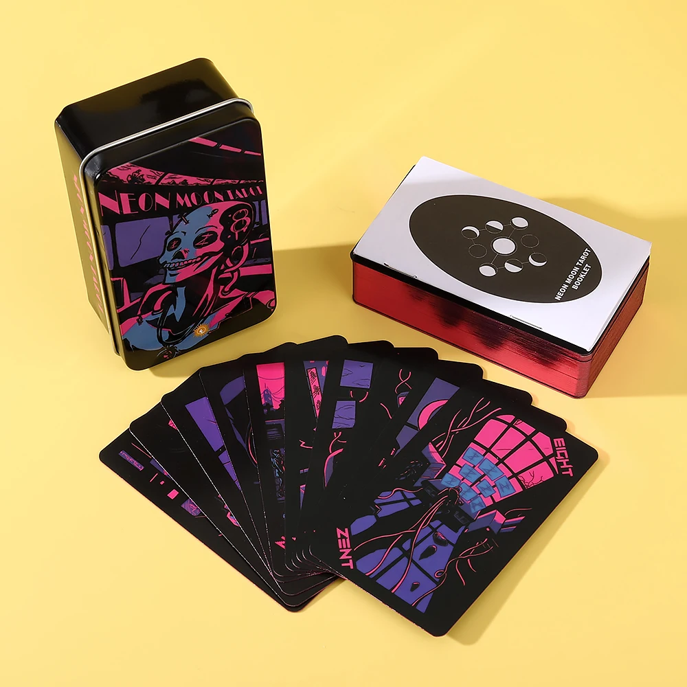 

Neon Moon Tarot Cards - Gilded Iron Box Divination Card Set, Destiny Divination Card Board Game, Oracle Card Prophecy Game