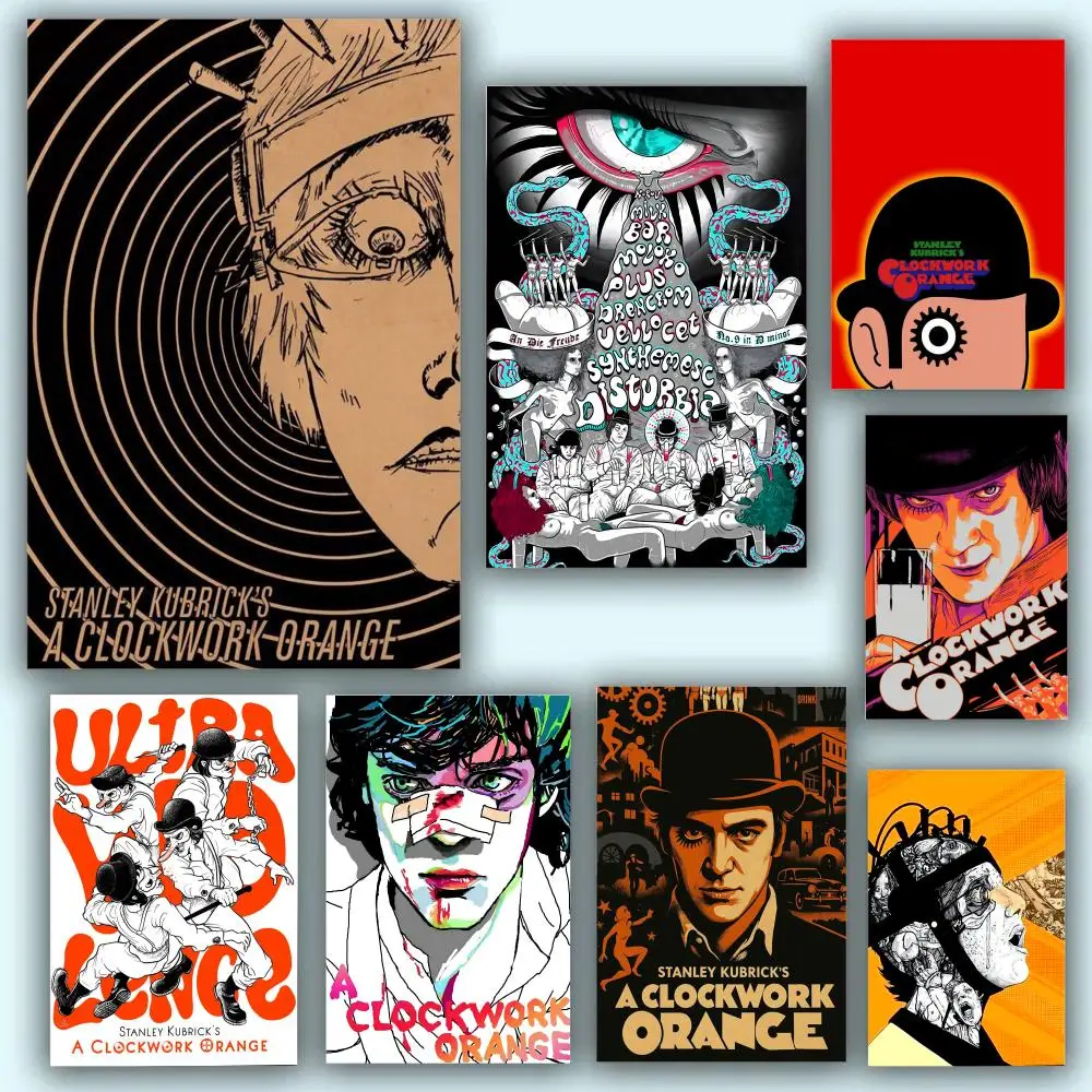 Póster de película naranja con mecanismo de relojería, pintura duradera, lienzo para colgar en la pared, decoración artesanal para el hogar, Mural artístico estético resistente al agua