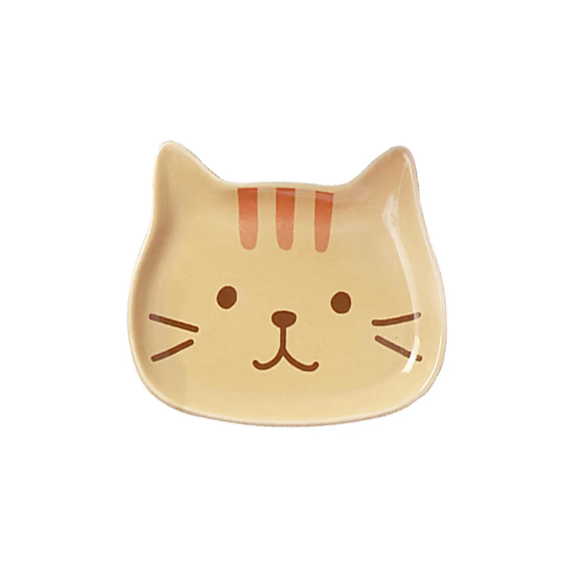 Cute Cat Ceramic Dish Household Children Salad Bowls Cake Snack Flavor Dish Fruit Dessert Plate Kitchen Tableware Set