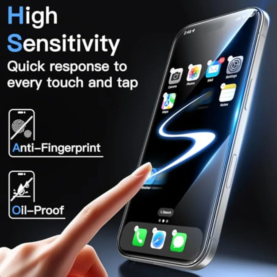 Pellicola salvaschermo per iPhone 17 Pro Max 6,9 pollici 10 secondi Kit di installazione facile con vassoio di allineamento OneStep Antifingerprint Te