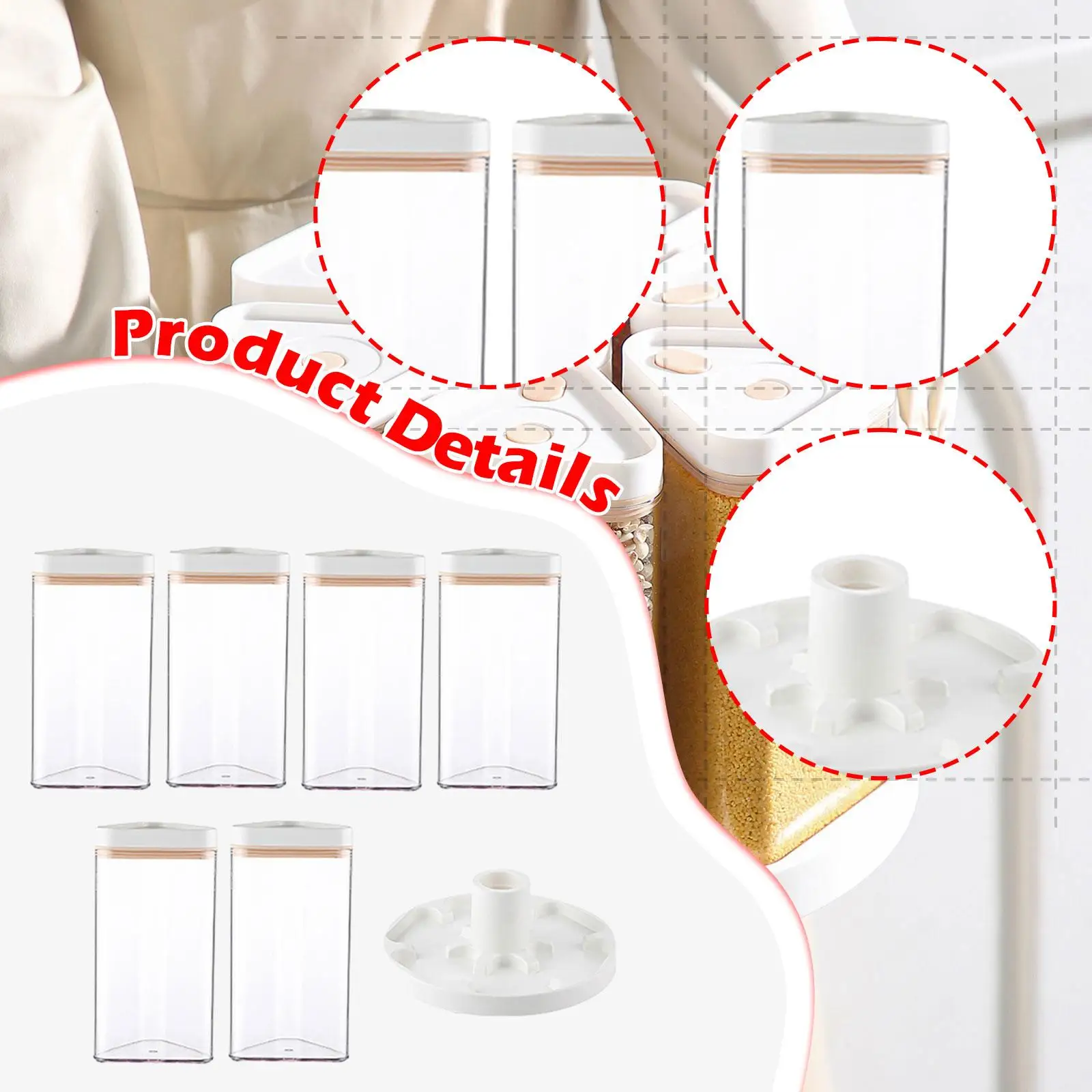 

Вакуумный вращающийся контейнер для круп, профессиональный многоразовый герметичный контейнер для хранения конфет, бобов, овсянки, сахара в шкафу