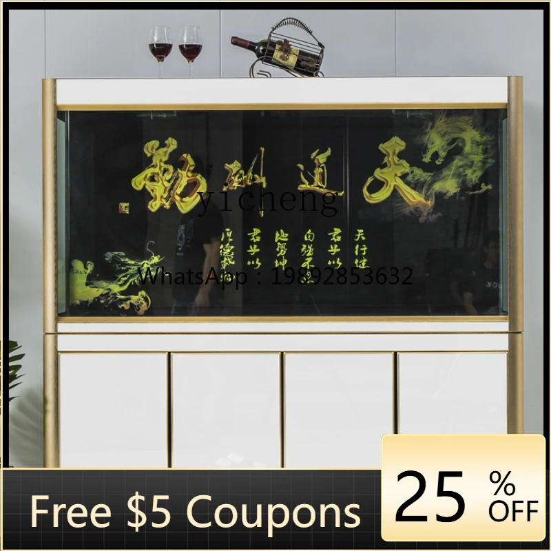 

ZZf Ecological Home Living Room Floor Large Change Water Bottom Filter Dragon Fish Tank Glass Aquarium