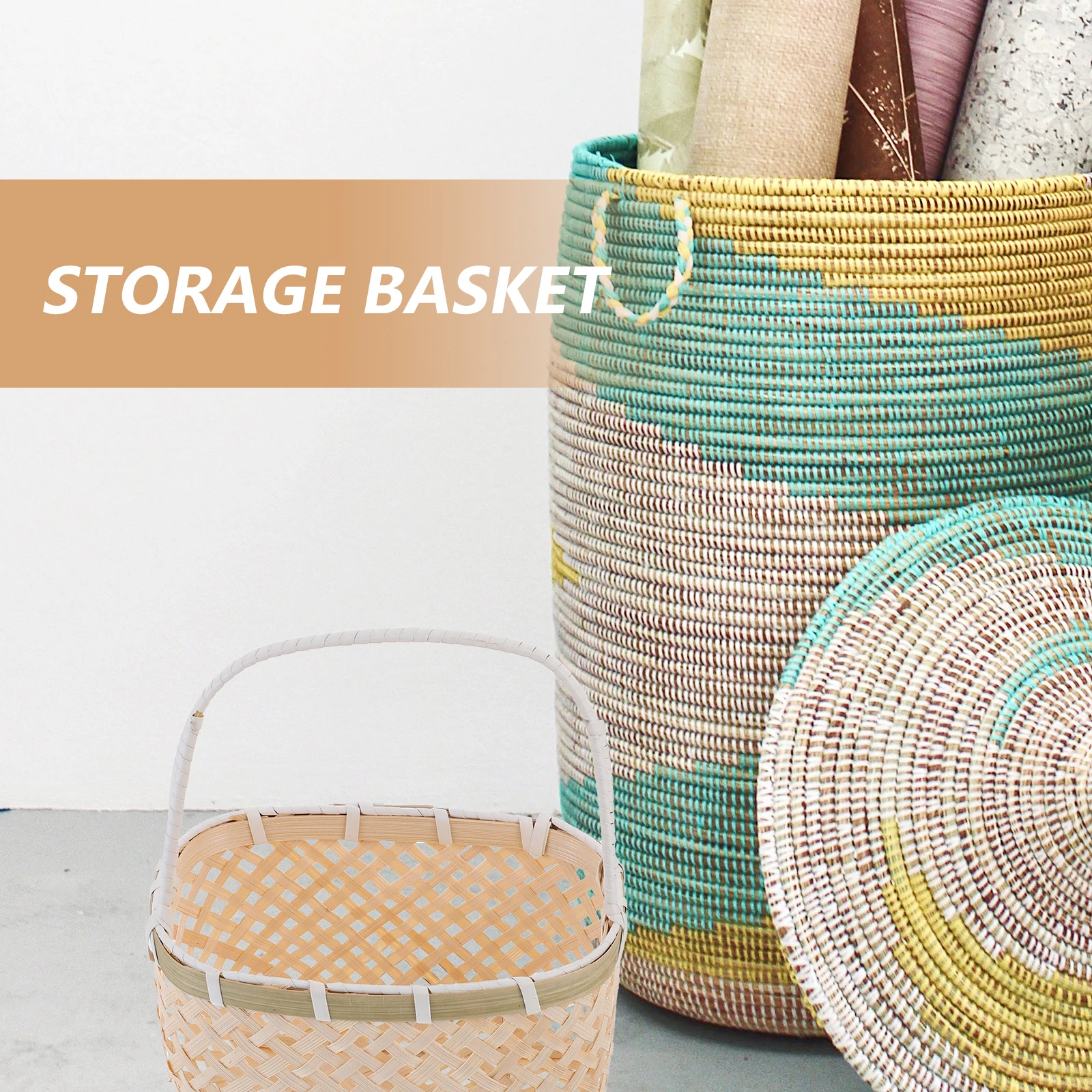 

Portable Bamboo Storage With Handle Hand Woven Picnic Fruit Snacks Basket For Outdoor Party Use Handmade Vegetable Woven