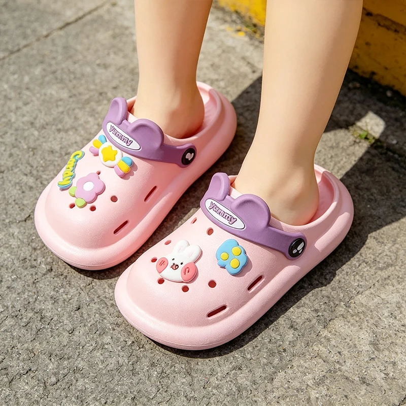 Toddler Girls PVC Soft Non-Slip Garden Shoes Kids Breathable Slip-On Sandals Summer Beach Pool Slippers - view 3