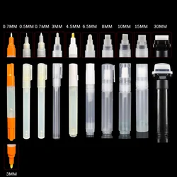 พลาสติกปากกาเปล่า Rod 0.5/0.7/3/4.5/6.5/8/10/15/30 มม.บาร์เรลหลอดสําหรับปากกา Graffiti Liquid Chalk Markers ปากกาสีอุปกรณ์เสริม