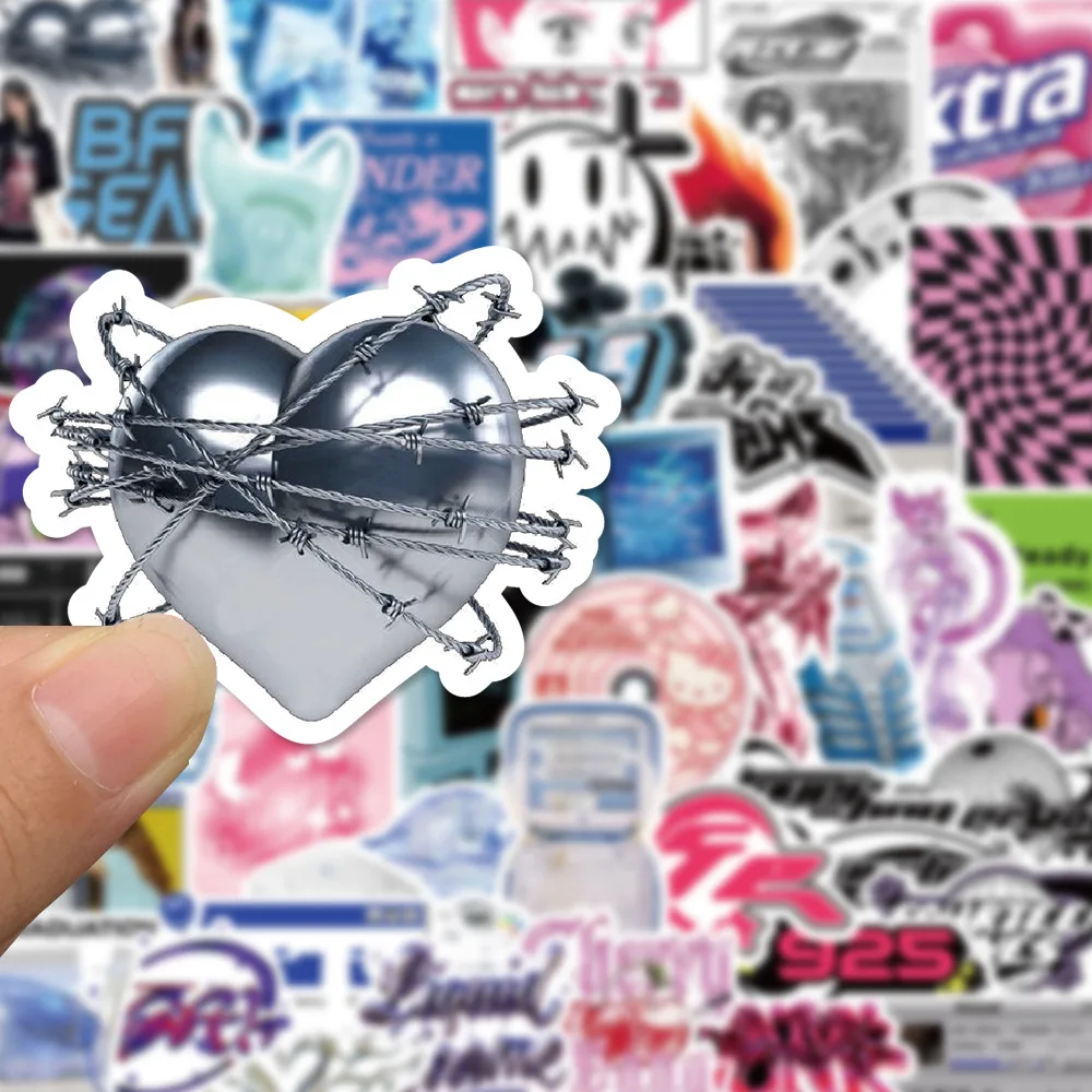 Autocollants graphiques acides Harajuku Y2K, 53 pièces, Graffiti esthétique, bricolage, Skateboard, téléphone, carnet de notes, vélo, dessin animé, jouets pour enfants, cadeau