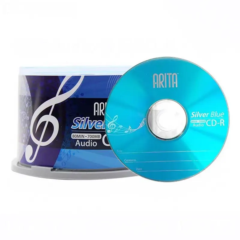 Auto Music CD-R Disc, CD azul prateado, 700MB, 80Min, 50Pcs Pack
