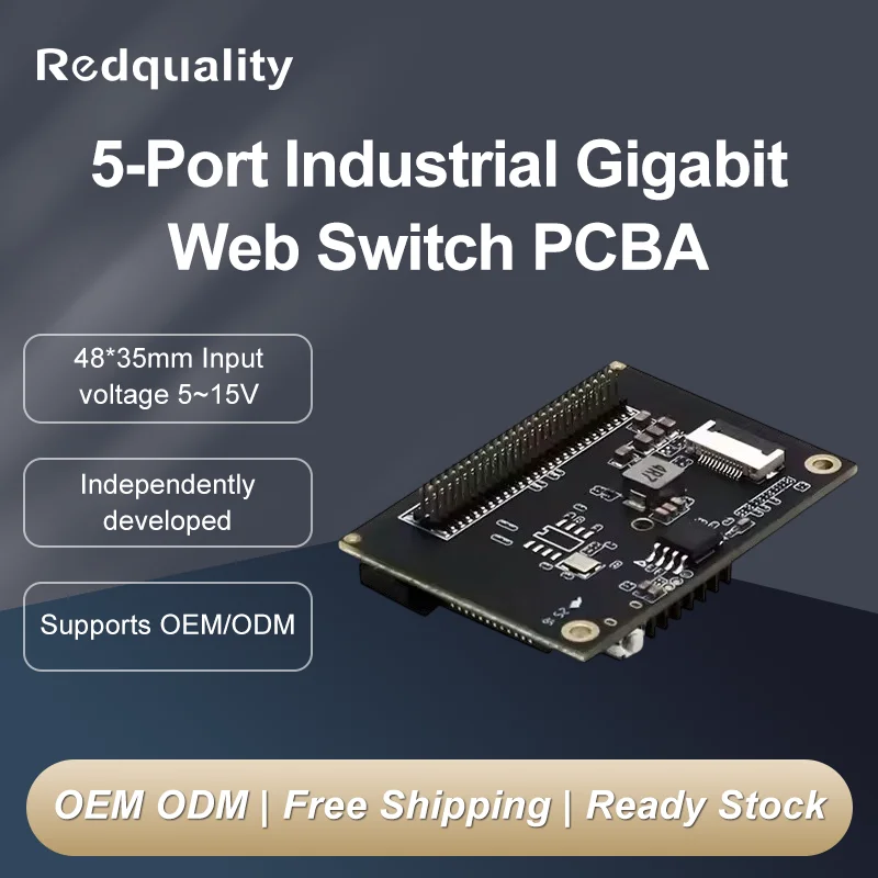 VLAN TAG Pin Header Industrial-Grade 5-Port Gigabit Lightly Managed Switch Module Pin Header Switch PCBA Board