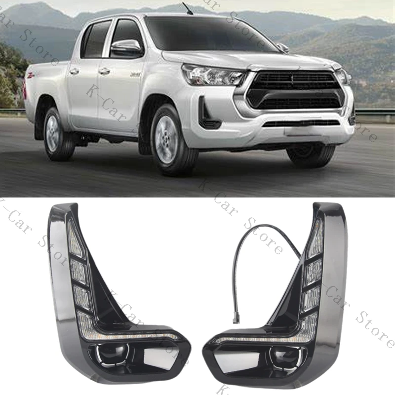 

Для Toyota Hilux Revo 2020-2022 светодиодные противотуманные фары DRL дневные ходовые огни переднего бампера дальнего света указатель поворота автомобильные аксессуары