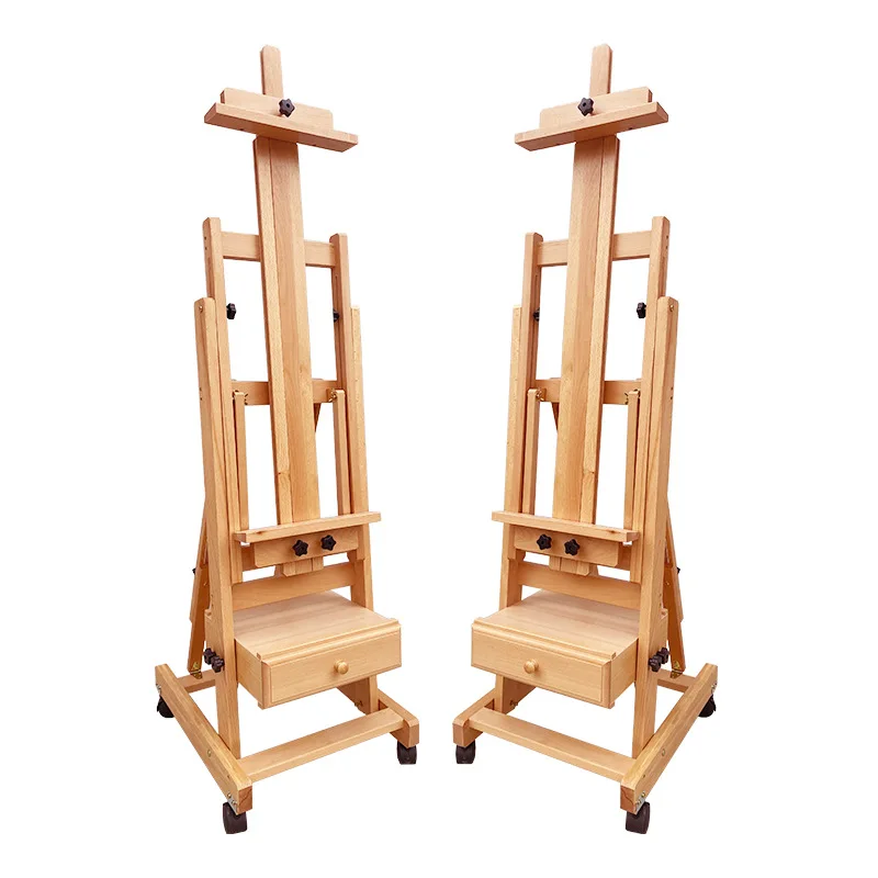 Beech flat dual-purpose easel foldable art student special sketch Chinese painting oil paintingdrawer easelfloor type