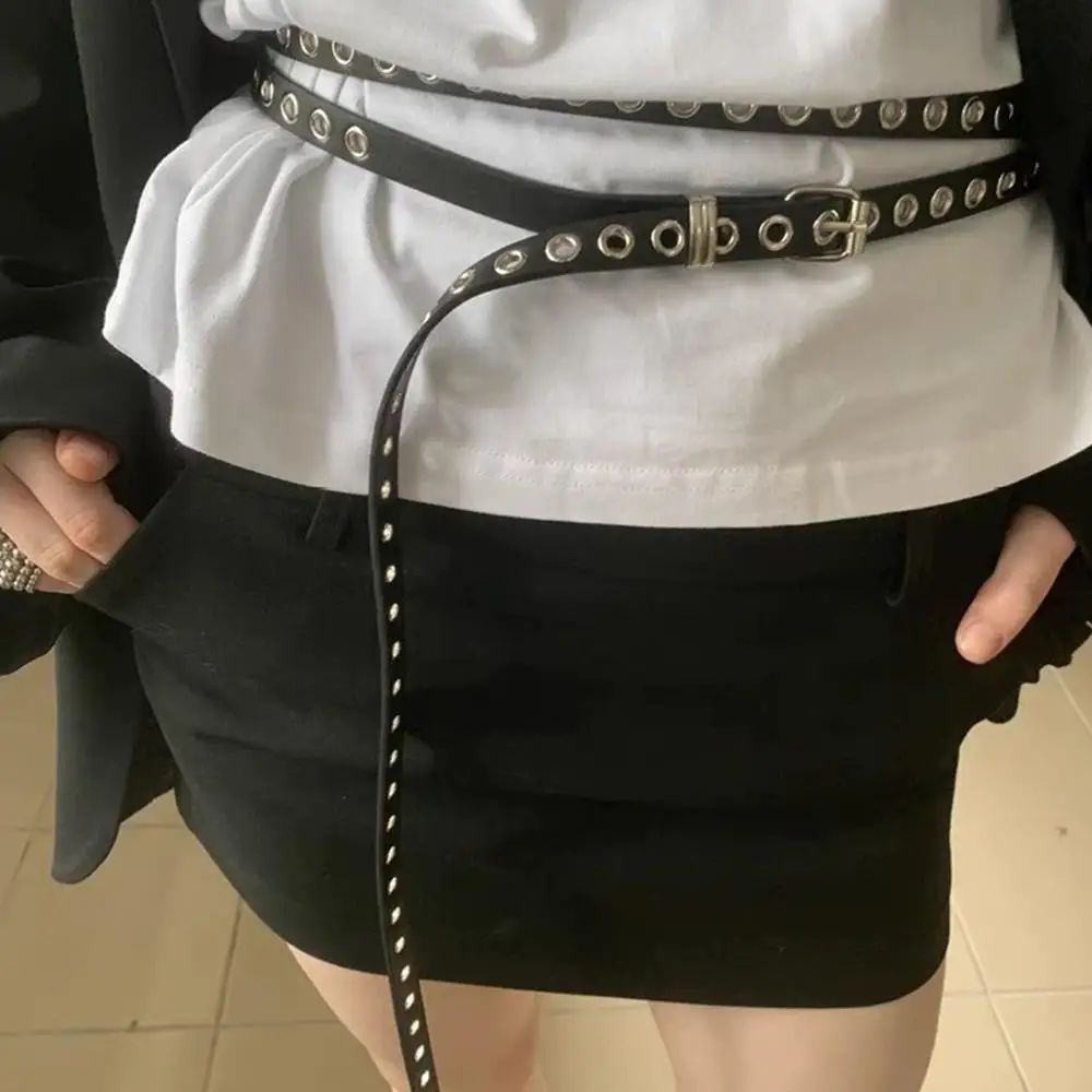 

2025 Double Circle Belt For Women PU Leather Belt Faionable Waist Decorative Suit Thin Belts Ins Style Any Knot PU Leather Belts